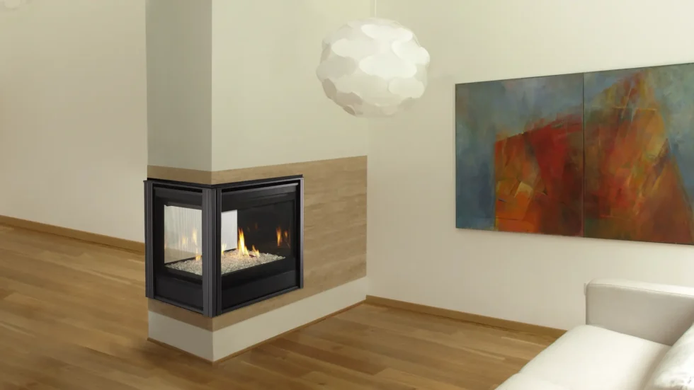 Foyer au Gaz 3 faces en coins