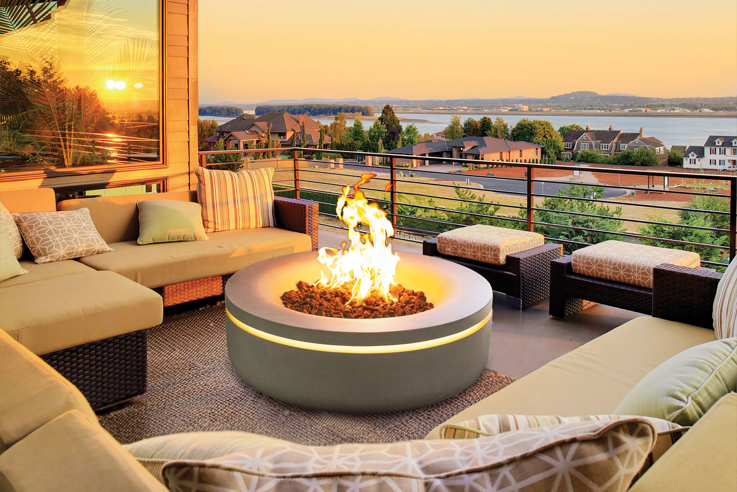 Urbana Table de feu au gaz Halo 40 Concrete – Image 3