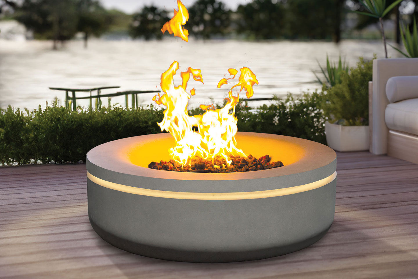 Urbana Table de feu au gaz Halo 40 Concrete – Image 2