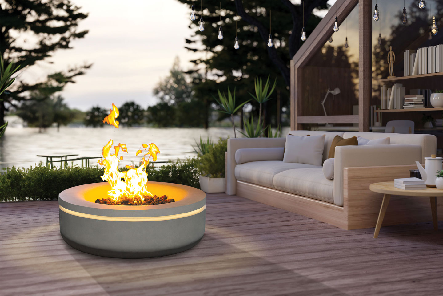 Table de feu au gaz Halo 40 Concrete