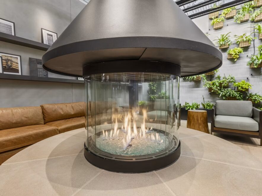 Foyer au gaz rond