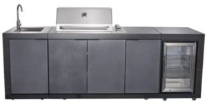 Cuisine extérieure Glamour 4 brûleurs et 3 modules : design élégant, performance exceptionnelle et espace de cuisson complet pour l’été.