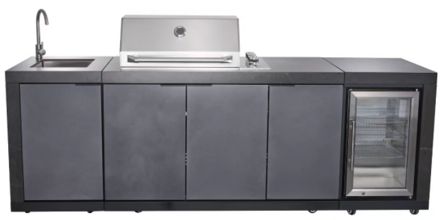 Cuisine extérieure Glamour 4 brûleurs et 3 modules : design élégant, performance exceptionnelle et espace de cuisson complet pour l’été.