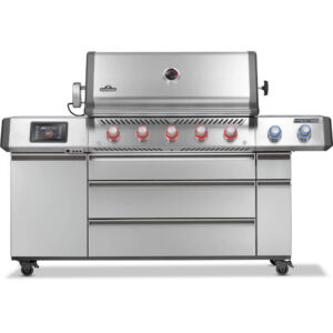 Napoléon BBQ Prestige® PRO 665 Elite avec grande surface de cuisson, brûleurs en acier inoxydable et fonctionnalités avancées pour les passionnés du BBQ.